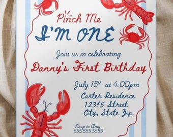 Pinch Me I'm One Birthday Invitation Editable Template Canva