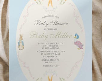 Peter Rabbit Baby Shower Invite Editable Canva
