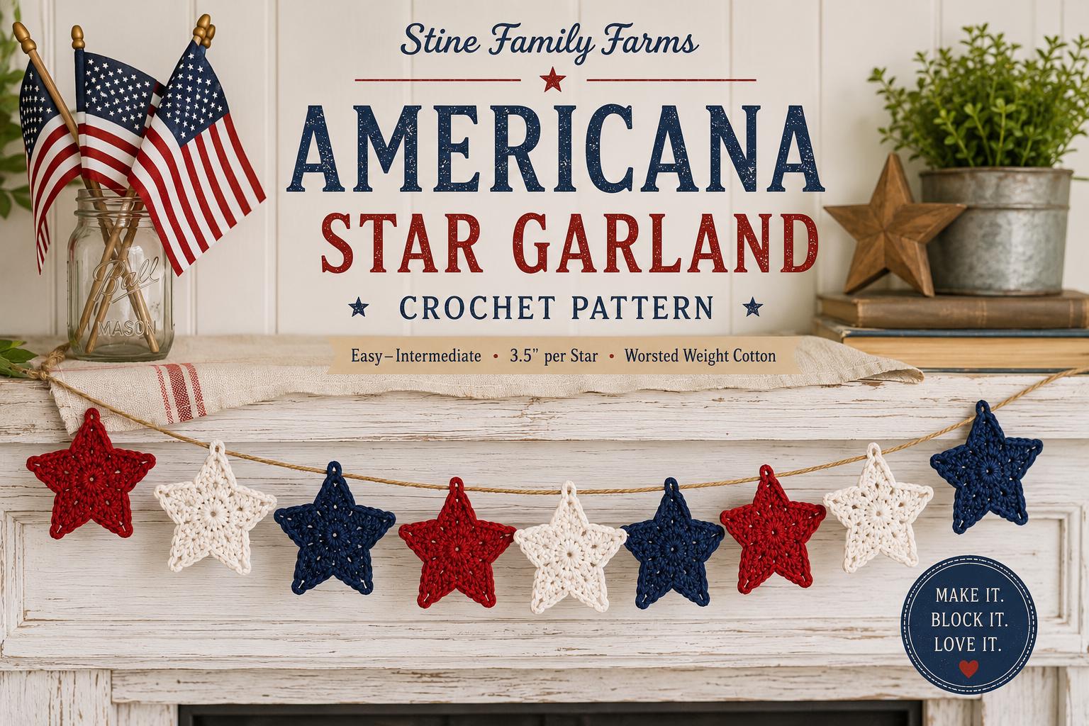 39 Red, White, and Blue Crochet Patterns for Festive Celebrations 1 Americana Star Garland Crochet Pattern Red White Blue