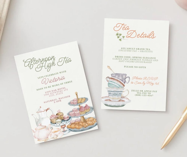 EDITABLE Afternoon Tea Party Invitation, High Tea Invite - Etsy