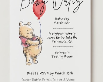 Editable Winnie the Pooh Baby Shower Invitation (5x7 in)