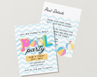 Editable Kids Pool Party Invitation Template