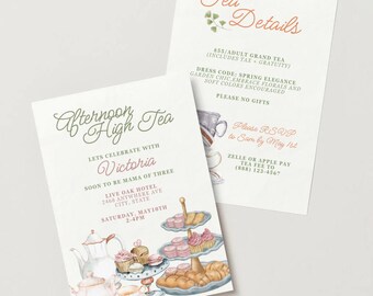 EDITABLE Afternoon Tea Party Invitation, High Tea Invite