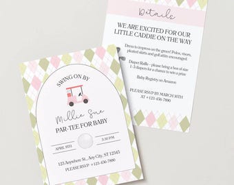 Golf Baby Shower Invitation (Pink and Green)