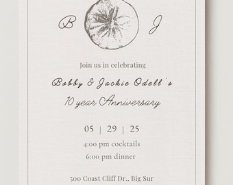 Editable Beach Anniversary Invitation, Dinner Party Invite (Digital)