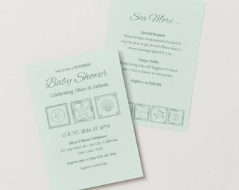 EDITABLE Coastal Baby Shower Invitation (5x7)