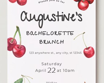 EDITABLE Cherry Bachelorette Brunch