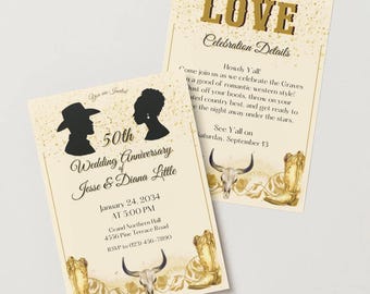 Country Western Golden 50th Anniversary Invitation