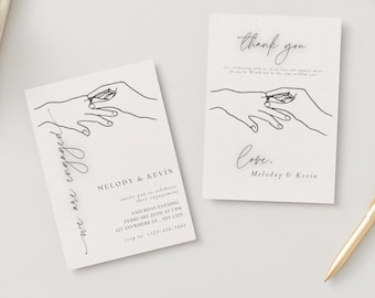 Editable Engagement Party Invitation and Thank You Card (5x7) (Digital Download)