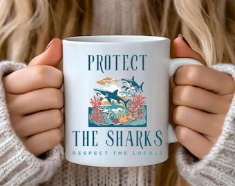 Kubek kawowy Vintage Shark: Chroń rekiny, prezent dla miłośnika oceanów