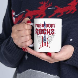 Vintage Freedom Patriotic Coffee Mug American Flag Mug Music Lovers Gift Conservative Gift Patriotism Gift for Boyfriend Gifts for Husband
