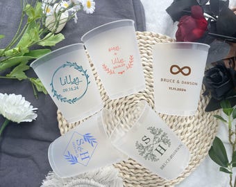 Personalized Frosted Wedding Cups: Shatterproof Reception Favors