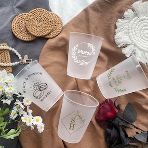 Tazze per brindisi nuziali, tazze nuziali personalizzate, tazze anti-rottura, tazze smerigliate, tazze personalizzate per bar di ricevimento, tazze con monogramma