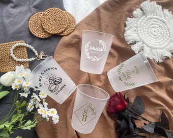 Personalized Frosted Wedding Cups: Shatterproof Reception Toast Cups