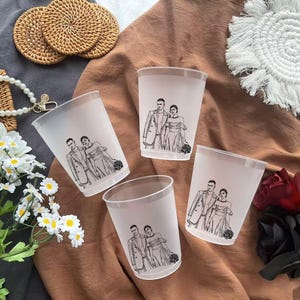 Personalized Wedding Cups from photo, Wedding Toast Cups,  Shatterproof Frost Cups, Frosted Cups, Custom Reception Bar Cups, Monogram Cups