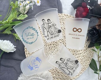 Custom Photo Wedding Cups: Shatterproof Frosted Reception Cups
