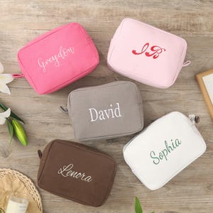 Makeup bag Personalized Waffle Travel Cosmetic Bag - Custom Monogram Makeup Bag, Embroidered Toiletry Bag, Bridesmaid Gifts, Gift For Her