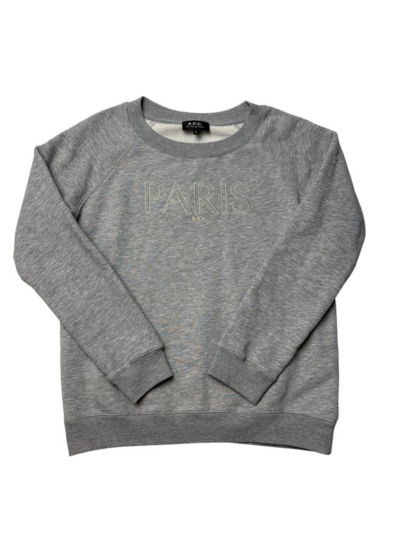 A.P.C., A.P.C. Paris Embroidered Logo Crewneck Sweatshirt Size Medium women’s grey