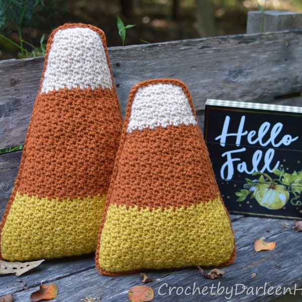 Crochet Pattern, Candy Corn Pillow - Fun decorating for Halloween, Thanksgiving, rustic fall Child Tweens Teens Rooms INSTANT PDF DOWNLOAD