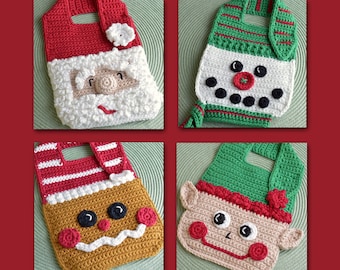 Crochet pattern Baby Bib Set Santa Gingerbread Snowman Elf Drool Spit Bib for Christmas babies and toddlers shower gift INSTANT pdf DOWNLOAD