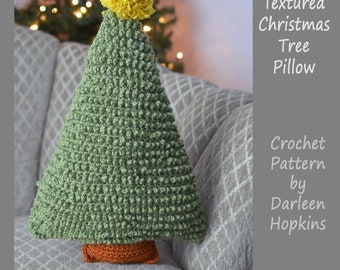 Crochet Pattern, Crochet Christmas Tree Pillow Pattern Textured Holiday Crochet Pattern, Christmas decoration, sofa INSTANT PDF DOWNLOAD