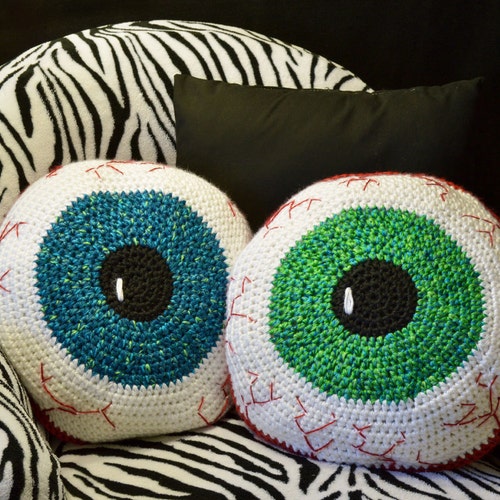 Crochet Pattern Bloodshot Eyeball Pillow Creepy and Fun Etsy