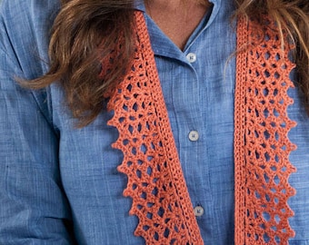 Crochet Scarf Pattern Tiffany Scarf crochet pattern summer scarf spring scarf dk yarn sport lace yarn INSTANT pdf DOWNLOAD knit pattern