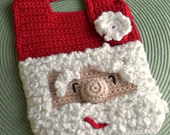 Crochet pattern Santa Baby Bib Drool Bib Spit Bib Burp Bib Food Bib for Christmas babies and toddlers shower gift INSTANT pdf DOWNLOAD