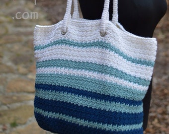 Crochet Pattern Tote Bag, Easy Crochet Pattern, Bag Pattern, Crochet Purse Patten,  Worsted Aran Yarn, Striped Bag, INSTANT pdf DOWNLOAD