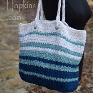 Crochet Pattern Tote Bag, Easy Crochet Pattern, Bag Pattern, Crochet Purse Patten,  Worsted Aran Yarn, Striped Bag, INSTANT pdf DOWNLOAD