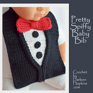 Crochet pattern Baby Bib Drool Bib Tuxedo Bib Spit Bib Burp Bib Food Bib for babies and toddlers shower gift INSTANT pdf DOWNLOAD image 1