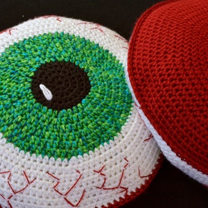 Crochet Pattern, Bloodshot Eyeball Pillow Creepy and fun decorating for Halloween or Children Tweens Teens Rooms INSTANT PDF DOWNLOAD image 2