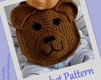 Crochet pattern Baby Bib Sweet Baby Bear Drool Spit Burp Food Shower Gift for Boy Girl INSTANT pdf DOWNLOAD with BONUS Frog Hat pattern