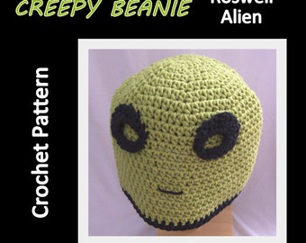 Crochet Pattern Roswell Alien Hat Creepy Space Creature for Tweens, Teens, Adults INSTANT pdf DOWNLOAD BONUS Crazy Frog Hat Pattern included