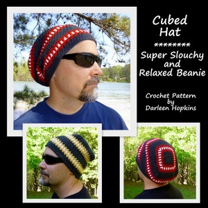Crochet Pattern Cubed Hat in two styles Slouchy and Beanie for Adult Male Men Children Tweens Teens INSTANT pdf DOWNLOAD BONUS Crazy Frog image 2