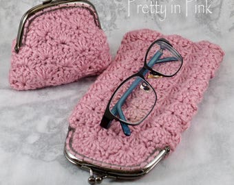 Crochet Pattern Change Purse Eyeglass Case, Crochet Eyeglass Case Pattern, Crochet Purse Pattern,  Worsted Aran Yarn, INSTANT pdf DOWNLOAD