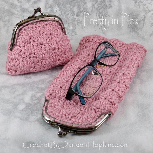 Crochet Pattern Change Purse Eyeglass Case, Crochet Eyeglass Case Pattern, Crochet Purse Pattern,  Worsted Aran Yarn, INSTANT pdf DOWNLOAD