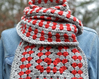 Crochet Scarf Pattern UNsquared Granny Super Scarf crochet pattern winter scarf aran worsted weight yarn INSTANT pdf DOWNLOAD knit pattern