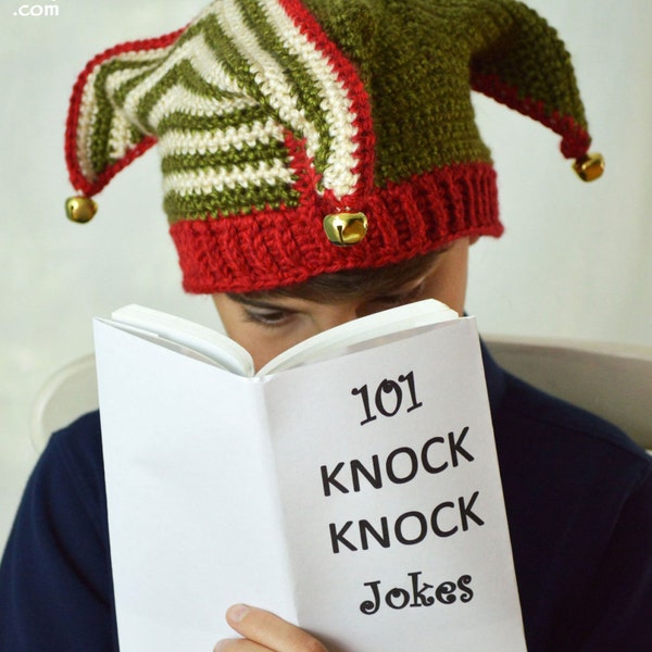 crochet pattern Jester Hat with Knit Look Ribbing silly elf, joker, fool Adult Child Teen INSTANT pdf DOWNLOAD with BONUS Frog Hat Pattern