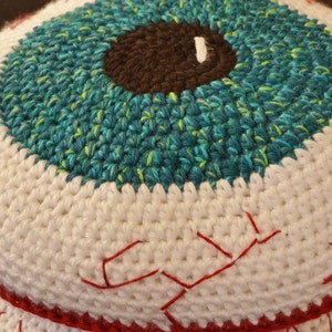 Crochet Pattern, Bloodshot Eyeball Pillow Creepy and fun decorating for Halloween or Children Tweens Teens Rooms INSTANT PDF DOWNLOAD image 5