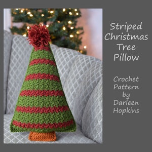 Crochet Pattern, Crochet Christmas Tree Pillow Pattern Stripes, Holiday Crochet Pattern, Christmas decoration, sofa INSTANT PDF DOWNLOAD