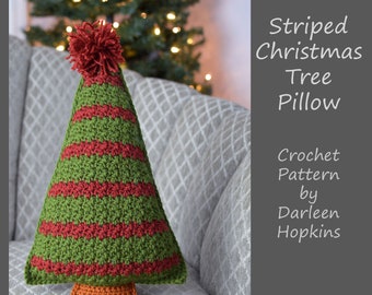 Crochet Pattern, Crochet Christmas Tree Pillow Pattern Stripes, Holiday Crochet Pattern, Christmas decoration, sofa INSTANT PDF DOWNLOAD