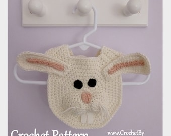 Easter Crochet pattern Adorable Bunny Rabbit Drool Spit Burp Food Bib baby shower gift Boy Girl INSTANT pdf DOWNLOAD BONUS Frog Hat pattern