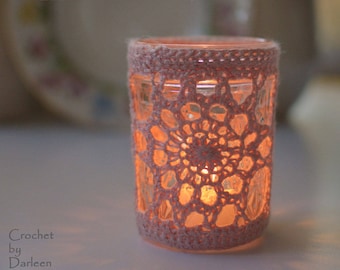 Patrón de crochet Zinnia Votive patrón de crochet motivo de encaje regalo vela acogedora crochet encaje PDF INSTANTÁNEO DESCARGAR tarro de gelatina artesanía hilo tejer