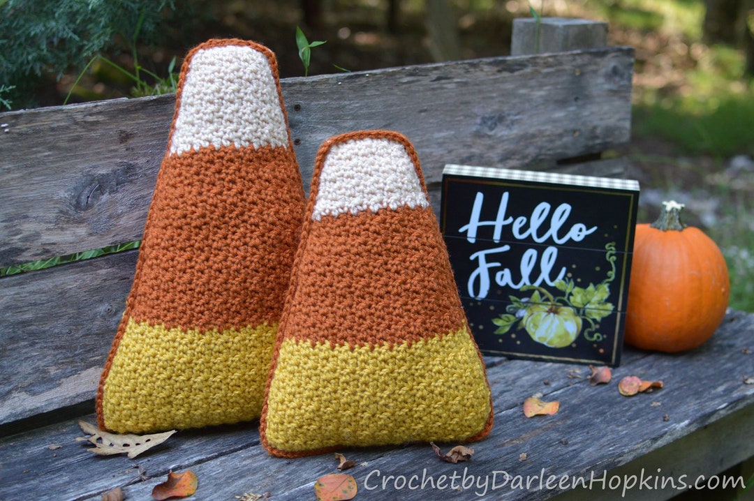 Crochet Pattern, Candy Corn Pillow - Fun Decorating for Halloween ...