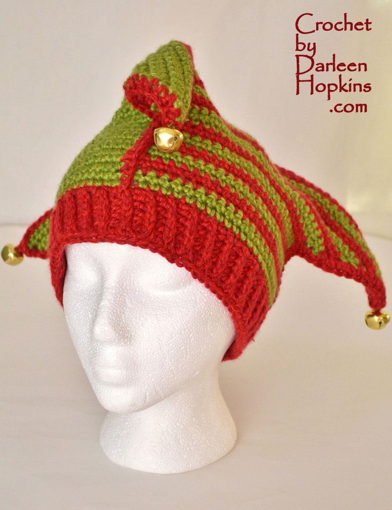 crochet pattern Jester Hat with Knit Look Ribbing silly elf, joker, fool Adult Child Teen INSTANT pdf DOWNLOAD with BONUS Frog Hat Pattern image 3