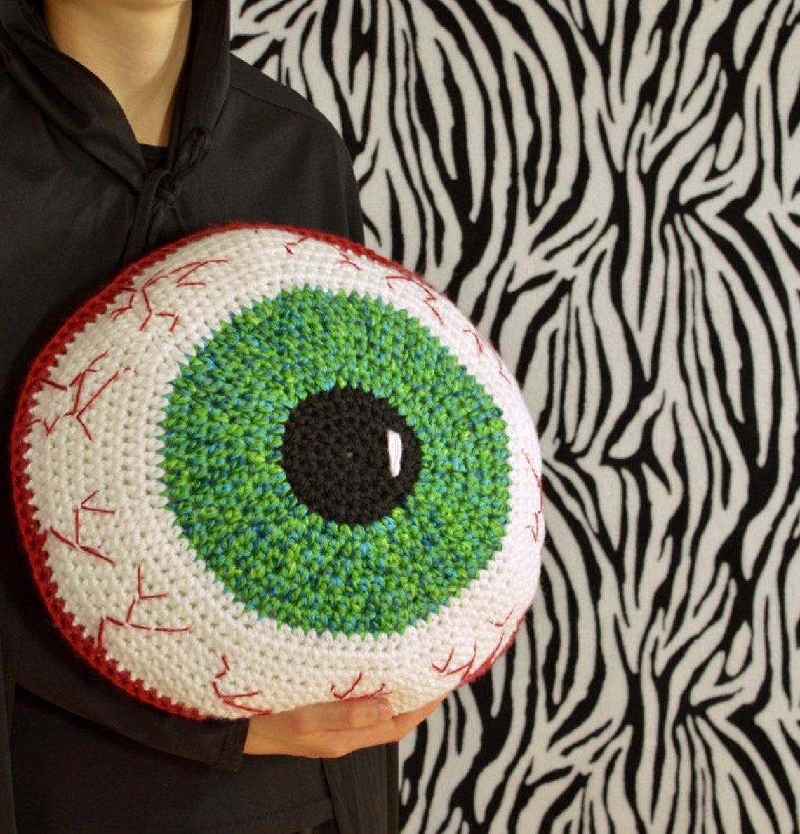 Crochet Pattern Bloodshot Eyeball Pillow Creepy and Fun Etsy