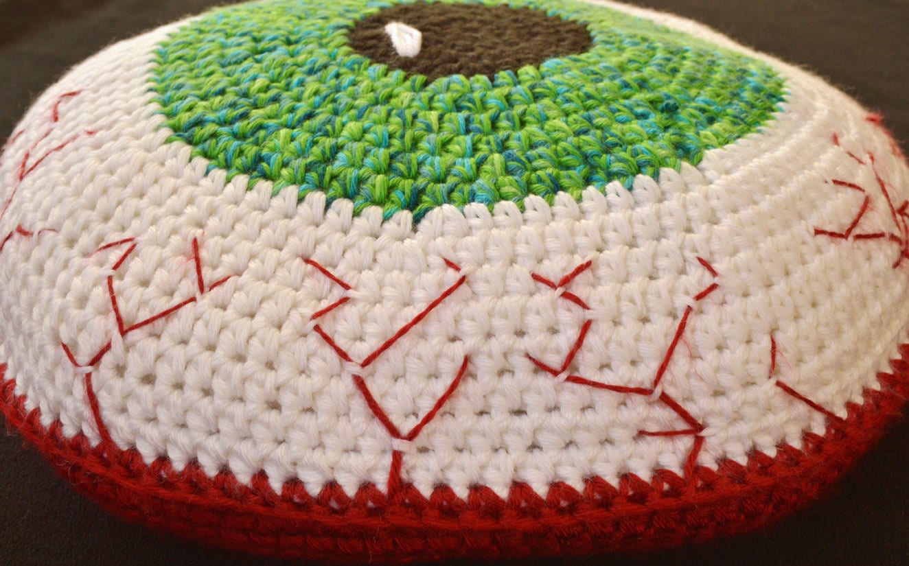 Crochet Pattern Bloodshot Eyeball Pillow Creepy and Fun Etsy