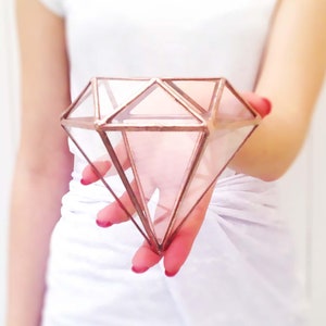 Diamond Small Rustic Copper - Geometric Glass Terrarium / Wedding Decor / Ring Holder / Modern Planter / Home Decoration / Handmade in UK