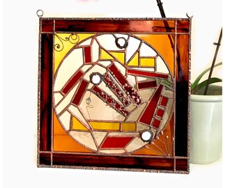 Hamsa Panel - Stained Glass, Suncatcher, Window Decoration, Home Decor, Art, Britain, UK, Gift, Present, Christmas,